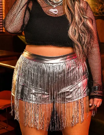 Pantaloni scurti SHEIN CURVE, argintiu