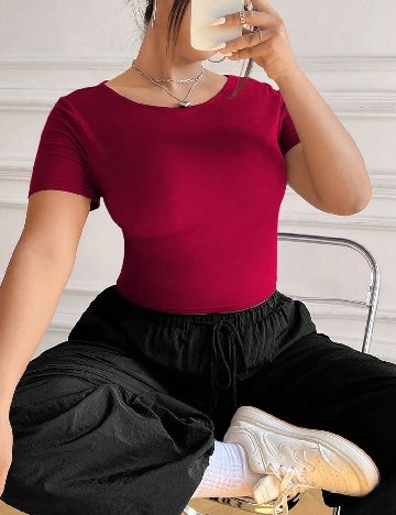 Tricou SHEIN CURVE, visiniu