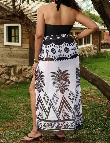 Costum de baie SHEIN CURVE, alb/negru