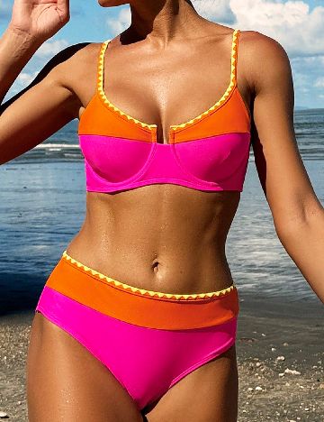 Costum de baie SHEIN, roz/portocaliu