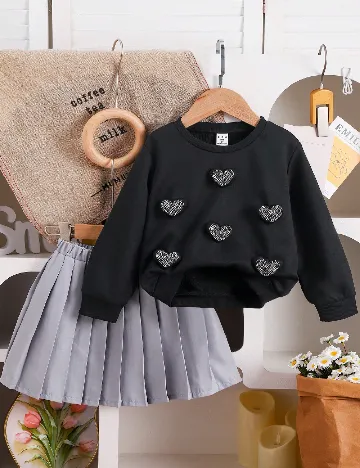 Compleu Shein Kids, negru/gri