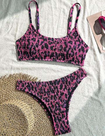 Costum de baie SHEIN, negru/roz