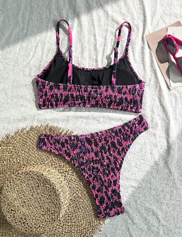 Costum de baie SHEIN, negru/roz