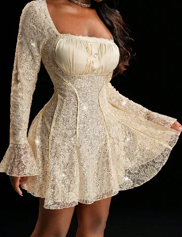 Rochie scurta SHEIN, crem