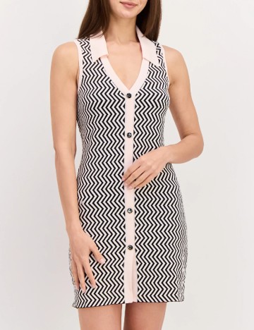 Rochie scurta River Island, negru/alb