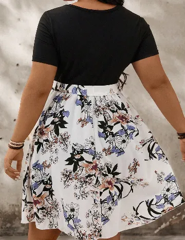 Rochie scurta Emery Rose Curve, alb/negru