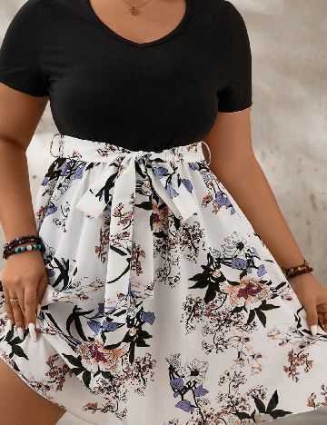 Rochie scurta Emery Rose Curve, alb/negru