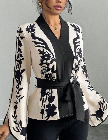 Bluza SHEIN, negru/ecru