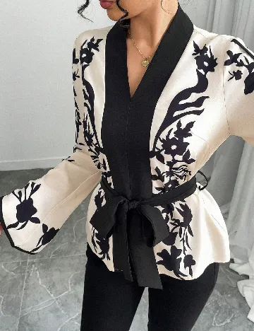 Bluza SHEIN, negru/ecru