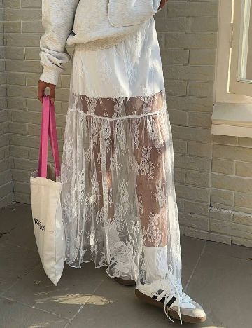 Fusta SHEIN CURVE, alb