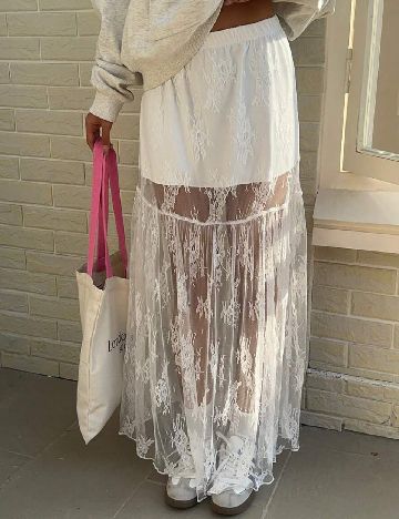 Fusta SHEIN CURVE, alb