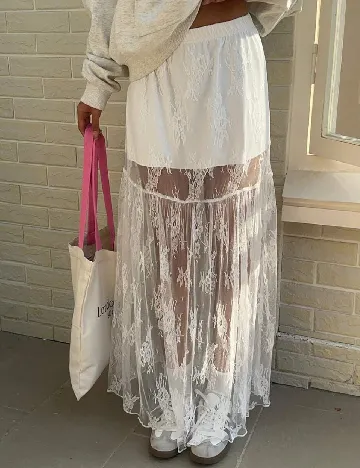 Fusta SHEIN CURVE, alb