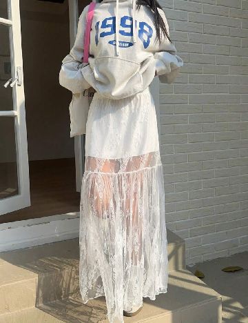 Fusta SHEIN CURVE, alb