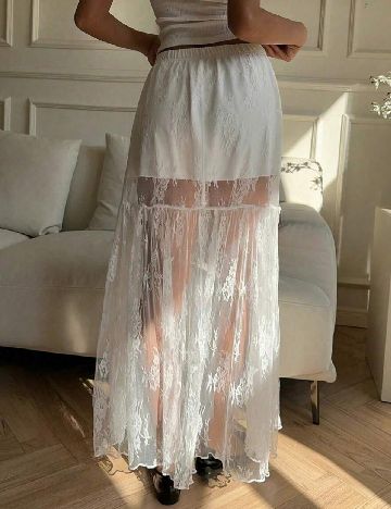 Fusta SHEIN CURVE, alb