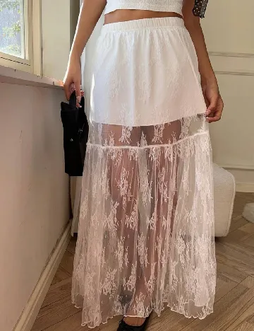 Fusta SHEIN CURVE, alb