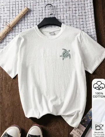 Tricou SHEIN, alb/verde