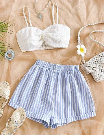 Compleu SHEIN, alb/albastru