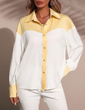 Camasa SHEIN, alb/galben