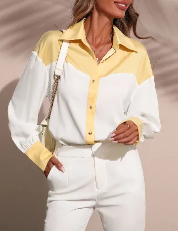 Camasa SHEIN, alb/galben