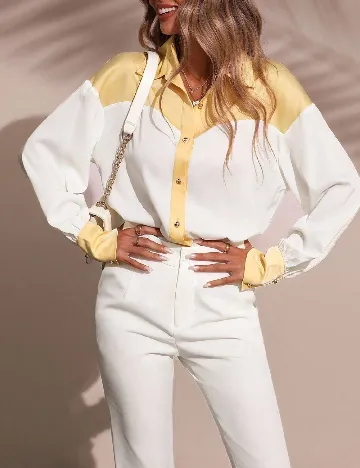 Camasa SHEIN, alb/galben