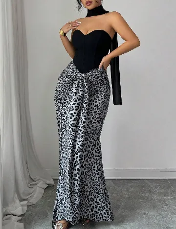 Rochie lunga SHEIN, negru/animal print