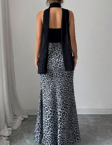 Rochie lunga SHEIN, negru/animal print