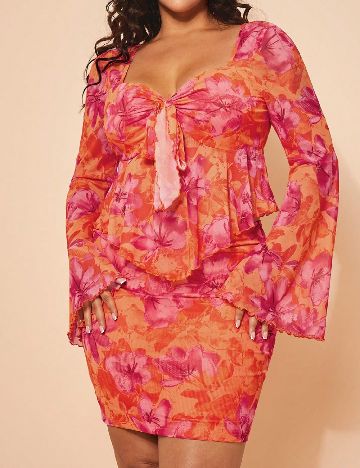 Compleu SHEIN CURVE, roz/portocaliu