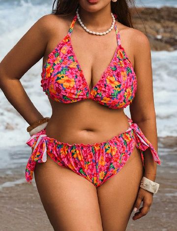 Costum de baie SHEIN CURVE, floral print