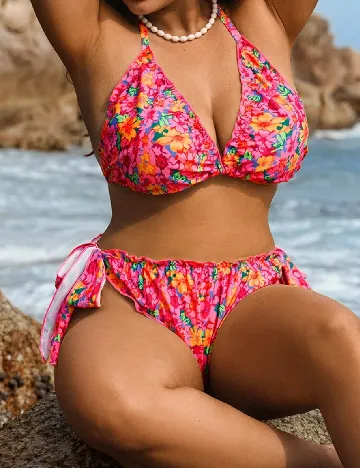 Costum de baie SHEIN CURVE, floral print