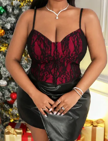 Top SHEIN CURVE, negru/rosu