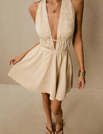 Rochie scurta Poeselle, crem