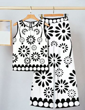 Compleu SHEIN, alb/negru