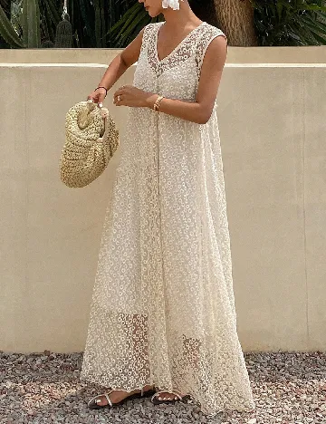 Rochie lunga SHEIN, crem