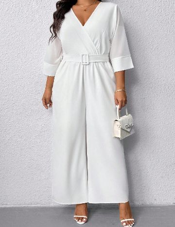 Salopeta SHEIN CURVE, alb