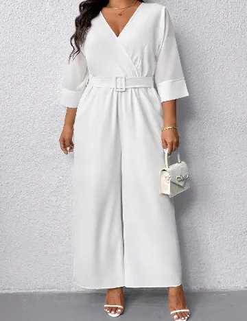 Salopeta SHEIN CURVE, alb