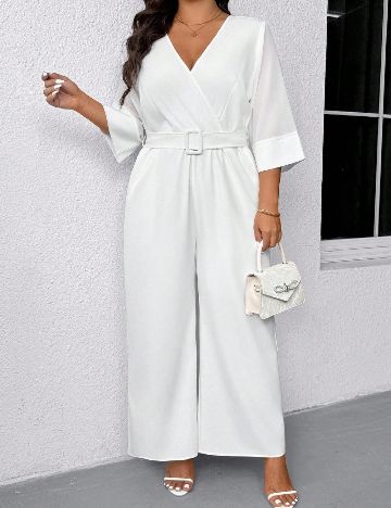 Salopeta SHEIN CURVE, alb