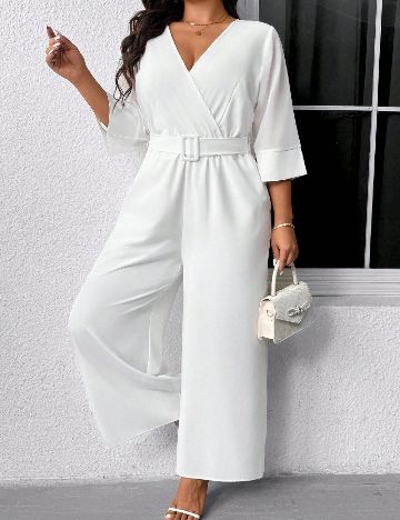 Salopeta SHEIN CURVE, alb