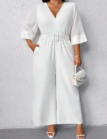 Salopeta SHEIN CURVE, alb