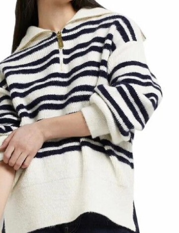 Pulover Oversize River Island, alb/albastru