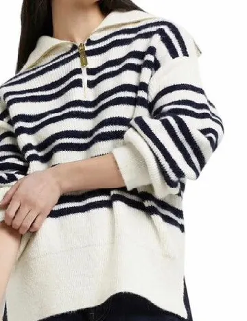 Pulover Oversize River Island, alb/albastru