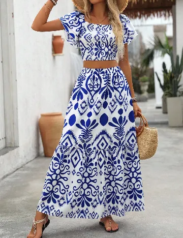 Compleu SHEIN, alb/albastru