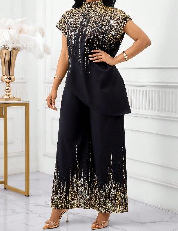 Compleu SHEIN, negru/auriu