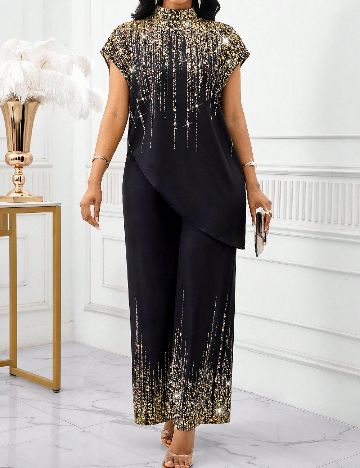 Compleu SHEIN, negru/auriu