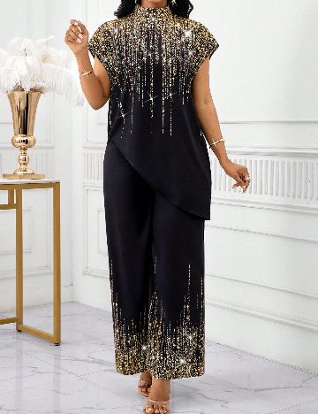 Compleu SHEIN, negru/auriu