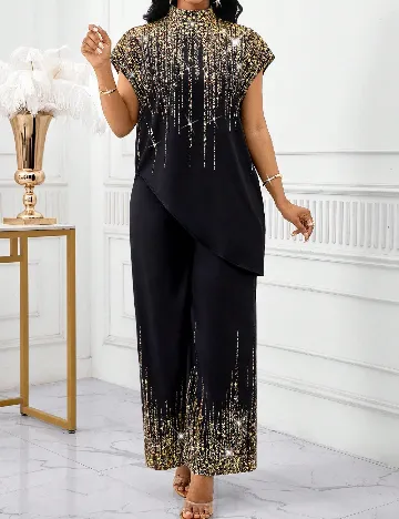 Compleu SHEIN, negru/auriu