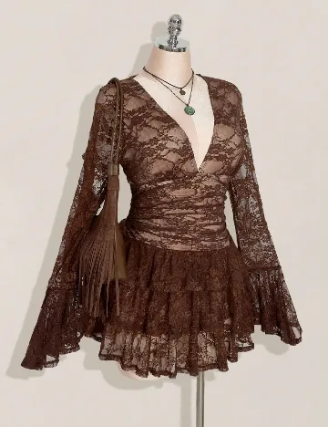 Rochie scurta SHEIN CURVE, maro