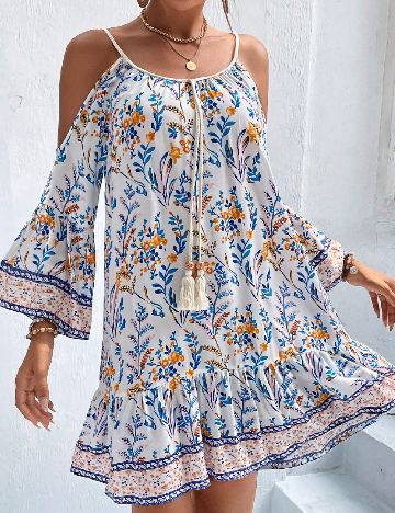 Rochie scurta SHEIN, alb/albastru