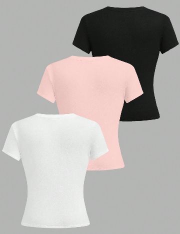 Set Tricouri 3 bucati Shein Kids, mix culori