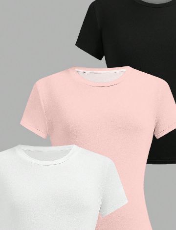 Set Tricouri 3 bucati Shein Kids, mix culori