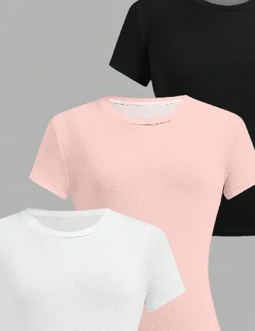 Set Tricouri 3 bucati Shein Kids, mix culori